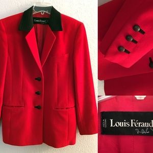 🌹🎁🌹 LOUIS FERAUD Designer Red/Black Blazer 🌹🎁🌹